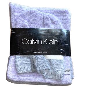 Calvin Klein Soft Purple Hat and Scarf Set
